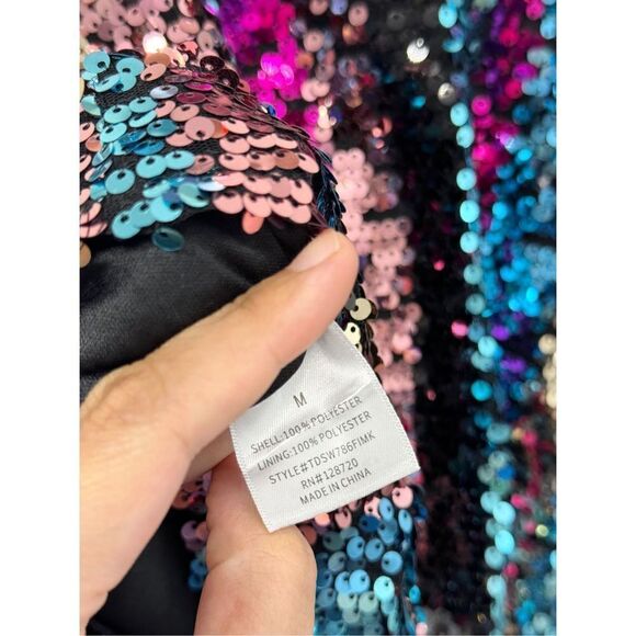 Francesca’s Sequin Cami Top Multicolor Medium V Neck NEW - Picture 9 of 9